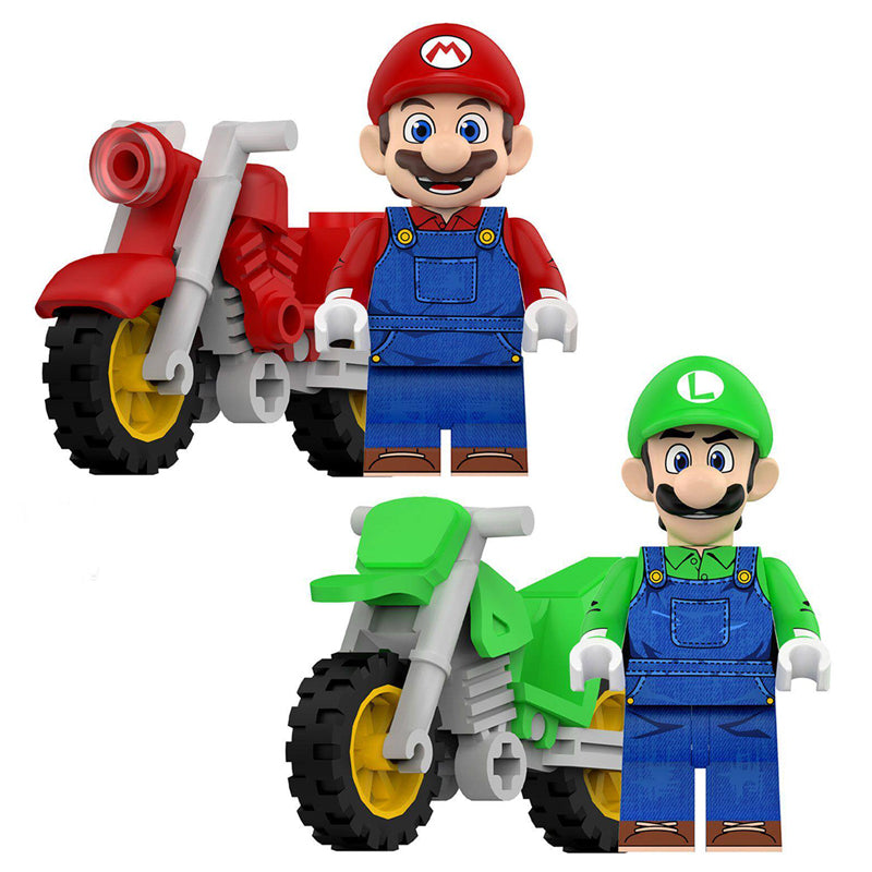 Mario & Luigi Motorcycle Racing Set of 2 Minifigures