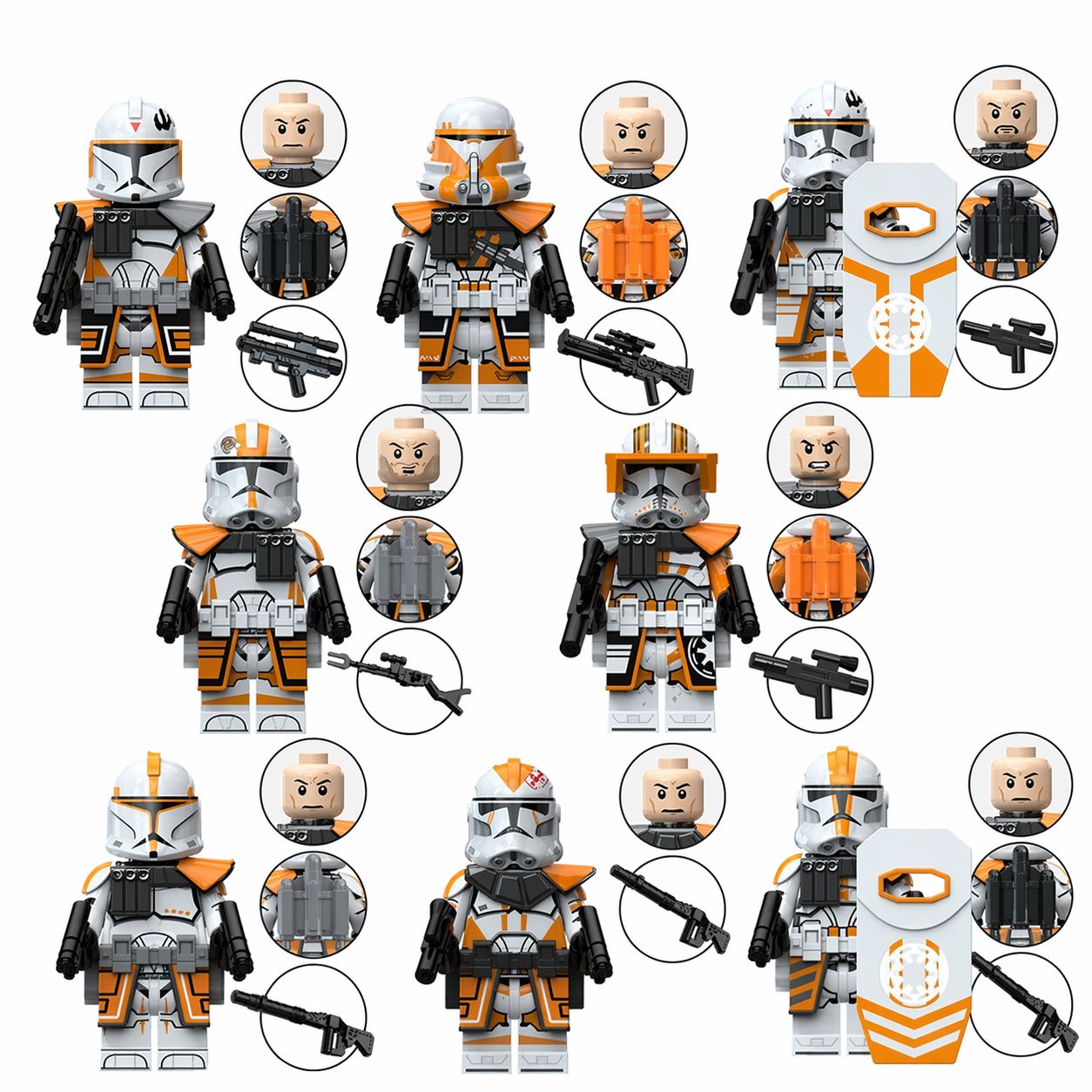 212th Battalion Clone Troopers set of 8 Star Wars Lego Minifigures Custom Toys - DelsBricks MinifiguresLego Star Wars MinifiguresDelsBricks MinifiguresDelsbricks.com