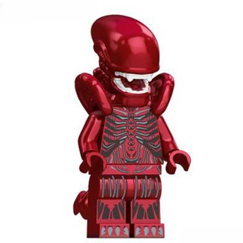 Alien Xenomorph metalic Pink & Red Lego Minifigures custom toys - DelsBricks MinifiguresMinifiguresDelsBricks MinifiguresDelsbricks