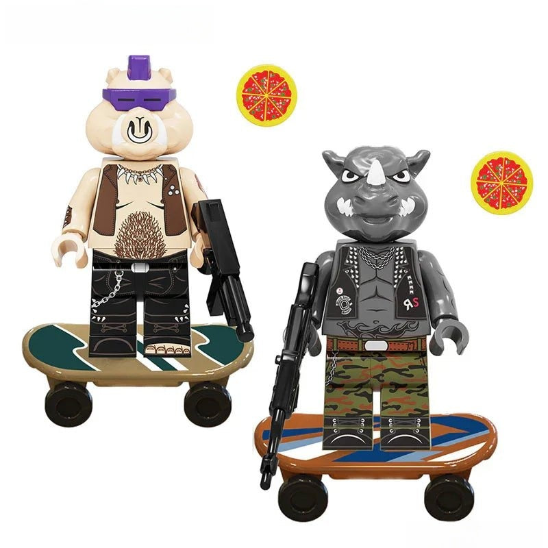 Bebop and Rocksteady Teenage Mutant Ninja Turtles LEGO-compatible minifigure set custom villains minifigure toys