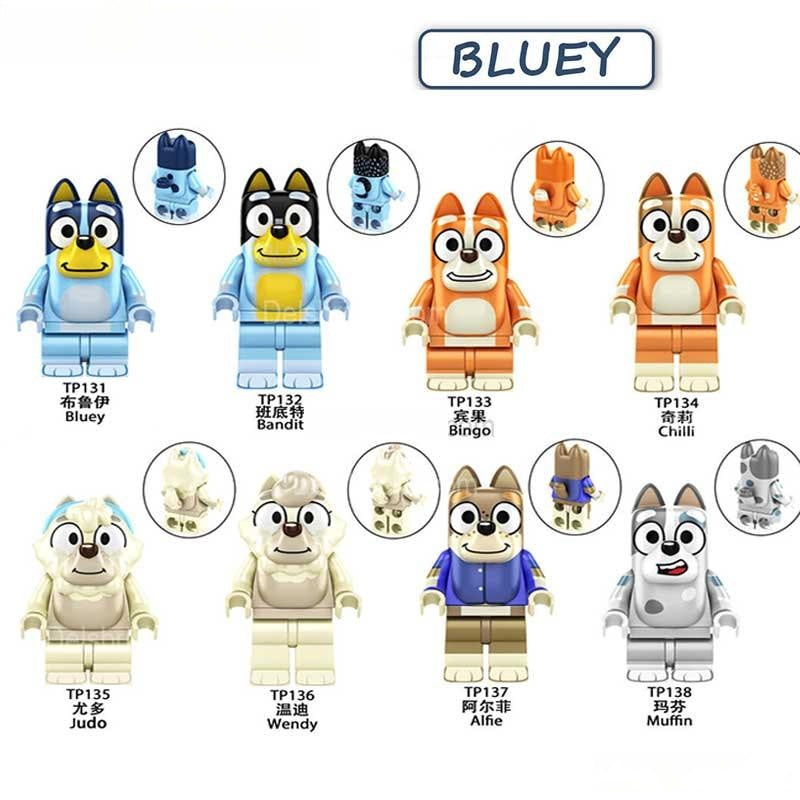 Bluey Set of 8 Lego Minifigures Custom Toys - DelsBricks MinifiguresMinifiguresDelsBricks MinifiguresDelsbricks