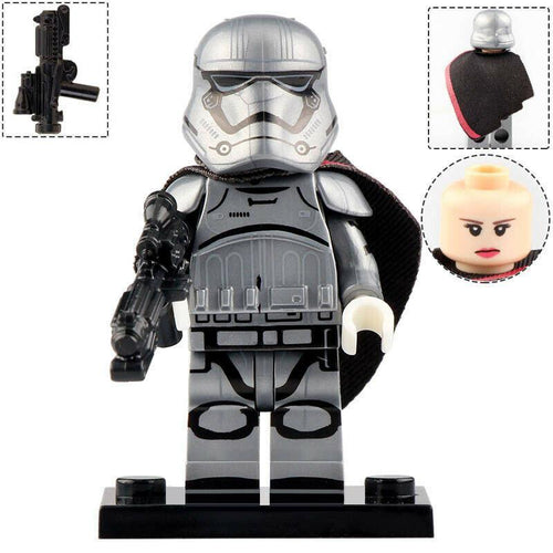 Captain Phasma Star Wars Lego Compatible Minifigure Custom Toy with chrome-inspired armor for LEGO-compatible displays and collections-minifigure toys