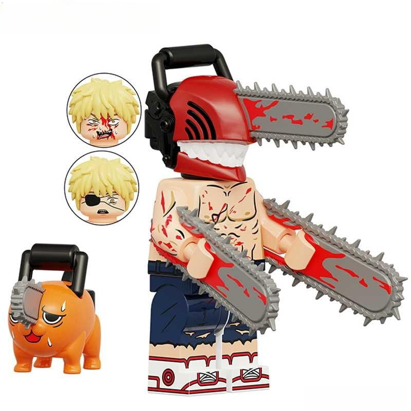 Chainsaw Man Denji no shirt & Pochita LEGO minifigures compatible anime collectible set display-minifigure toys