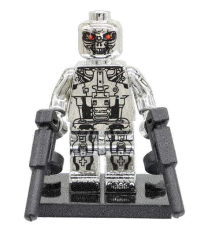 Terminator T-800 Chrome Endoskeleton Lego custom Minifigures - DelsBricks Minifigures 