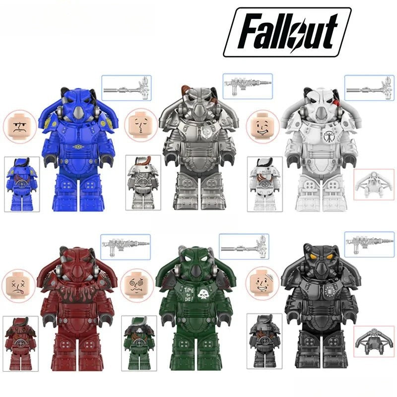 Fallout X - 01 Power Armor Lego Minifigures Custom video Game Toys Set of 6 - DelsBricks MinifiguresMinifiguresDelsBricks MinifiguresDelsbricks