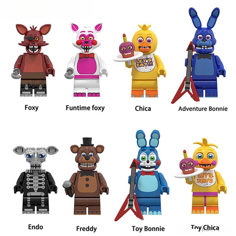 Five Nights At Freddys 2 set of 8 Lego Minifigures custom toys Set4 - DelsBricks MinifiguresLego Horror MinifiguresDelsBricks MinifiguresDelsbricks.com