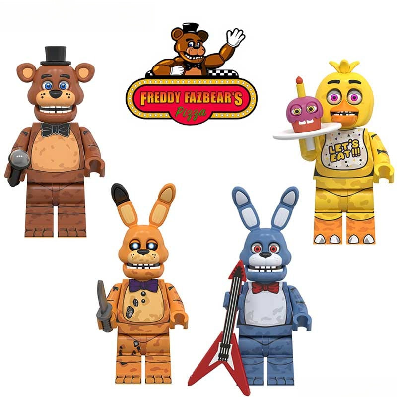 Five Nights At Freddys set of 4 Lego Minifigures custom toys 2 - DelsBricks MinifiguresLego Horror MinifiguresDelsBricks MinifiguresDelsbricks.com