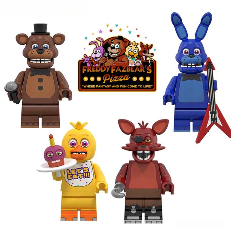 Five Nights At Freddys set of 4 Lego Minifigures custom toys 3 - DelsBricks MinifiguresLego Horror MinifiguresDelsBricks MinifiguresDelsbricks.com