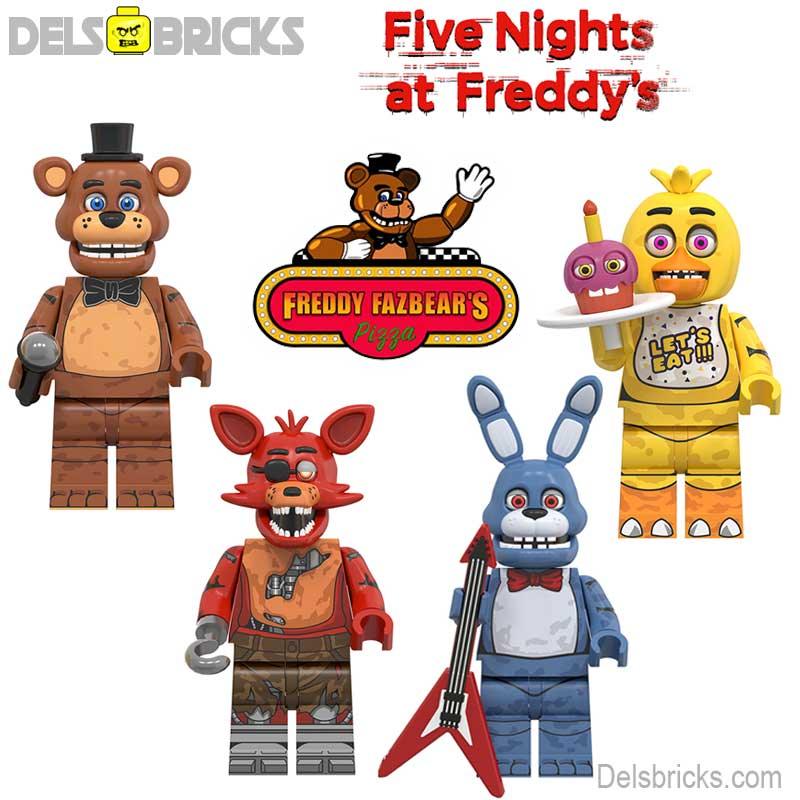 Five Nights At Freddys set of 4 Lego Minifigures custom toys - DelsBricks MinifiguresLego Horror MinifiguresDelsBricks MinifiguresDelsbricks.com