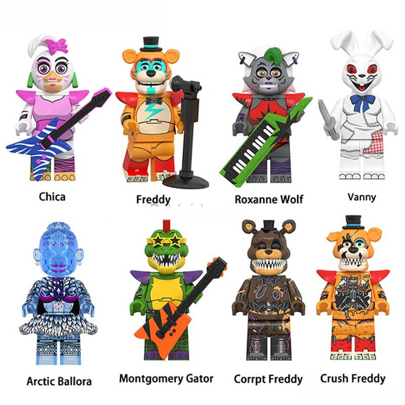 Five Nights At Freddys Set of 8 Lego Minifigures custom toys set5 - DelsBricks MinifiguresLego Horror MinifiguresDelsBricks MinifiguresDelsbricks.com