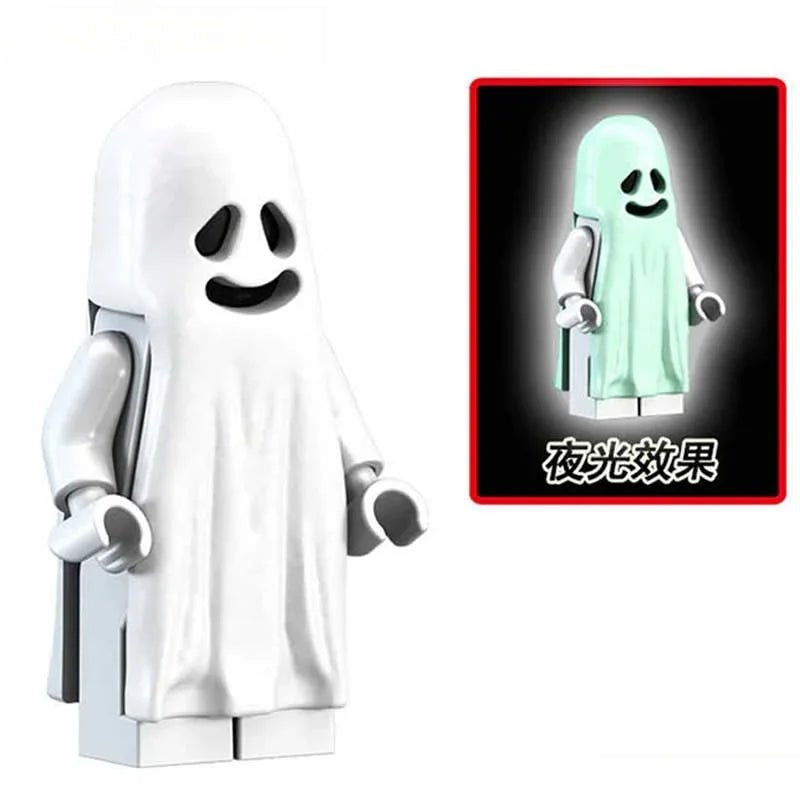 Glow in the Dark Happy Ghost - DelsBricks MinifiguresLego Horror MinifiguresDelsBricks MinifiguresDelsbricks.com