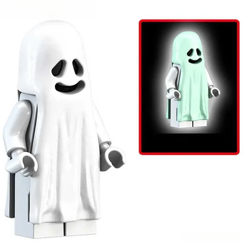 Glow in the Dark Happy Ghost - DelsBricks MinifiguresLego Horror MinifiguresDelsBricks MinifiguresDelsbricks.com