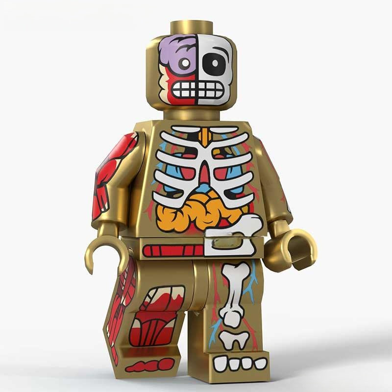 Human Body Guy Visible Anatomy Man Gold Lego Minifigures custom toys - DelsBricks MinifiguresLego Horror MinifiguresDelsBricks MinifiguresDelsbricks.com