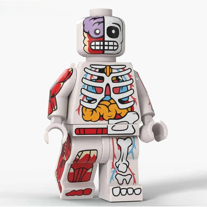 Human Body Guy Visible Anatomy Man White Color Lego Minifigures custom toys - DelsBricks MinifiguresLego Horror MinifiguresDelsBricks MinifiguresDelsbricks.com