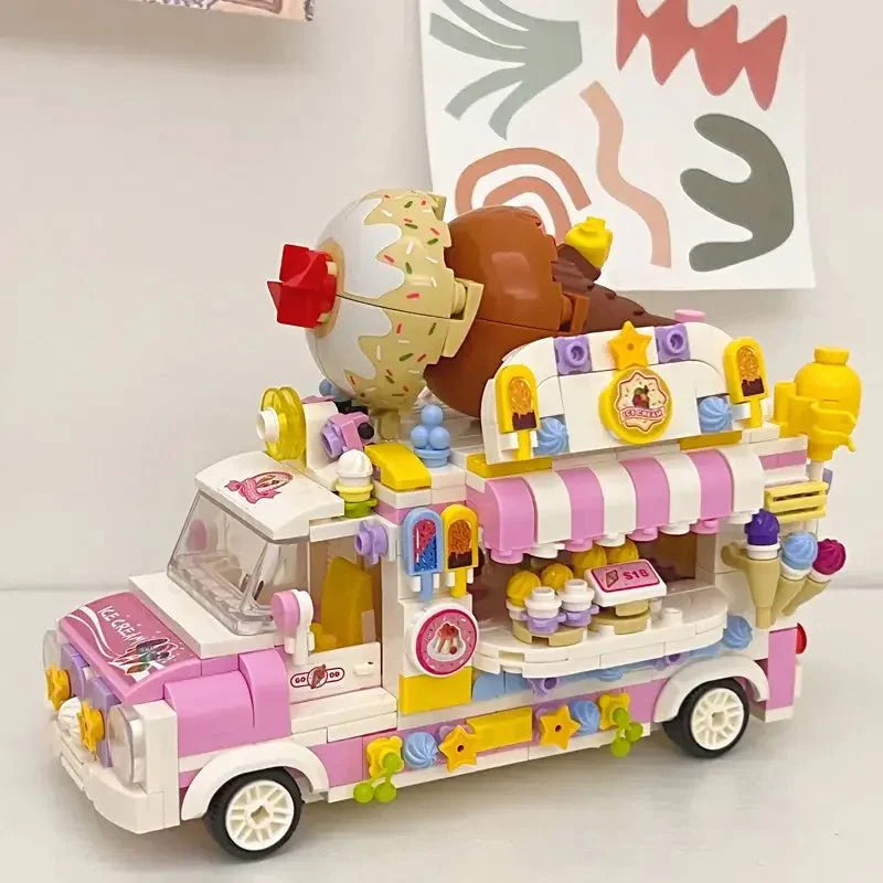 Ice Cream Truck Building Block toys Minifigures Food Trucks Fun for All over 500 Pieces - DelsBricks MinifiguresFood Truck Minifigures brick building toysDelsBricks MinifiguresDelsbricks.com
