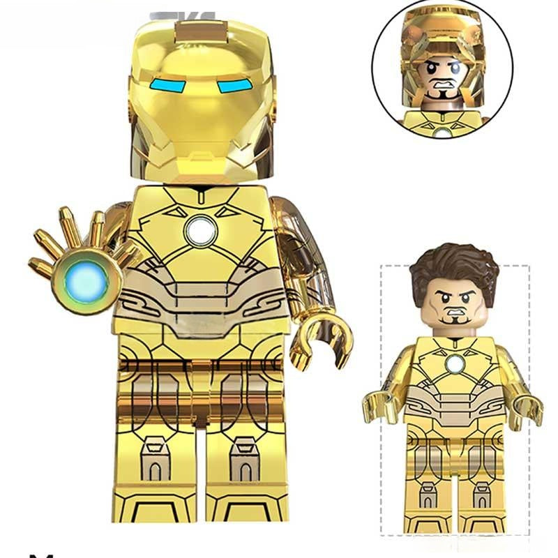 Iron Man Avengers Tony Stark Gold suit Lego Minifigures Custom Toys 3 - DelsBricks MinifiguresMinifiguresDelsBricks MinifiguresDelsbricks