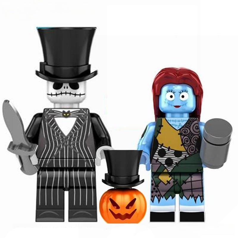 Jack Skellington & Sally Nightmare Before Christmas Lego Minifigures Custom Toys 1 - DelsBricks MinifiguresLego Horror MinifiguresDelsBricks MinifiguresDelsbricks.com