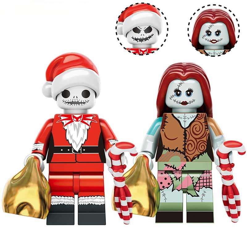 Jack Skellington & Sally Nightmare Before Christmas Lego Minifigures Custom Toys 2 - DelsBricks MinifiguresLego Horror MinifiguresDelsBricks MinifiguresDelsbricks.com