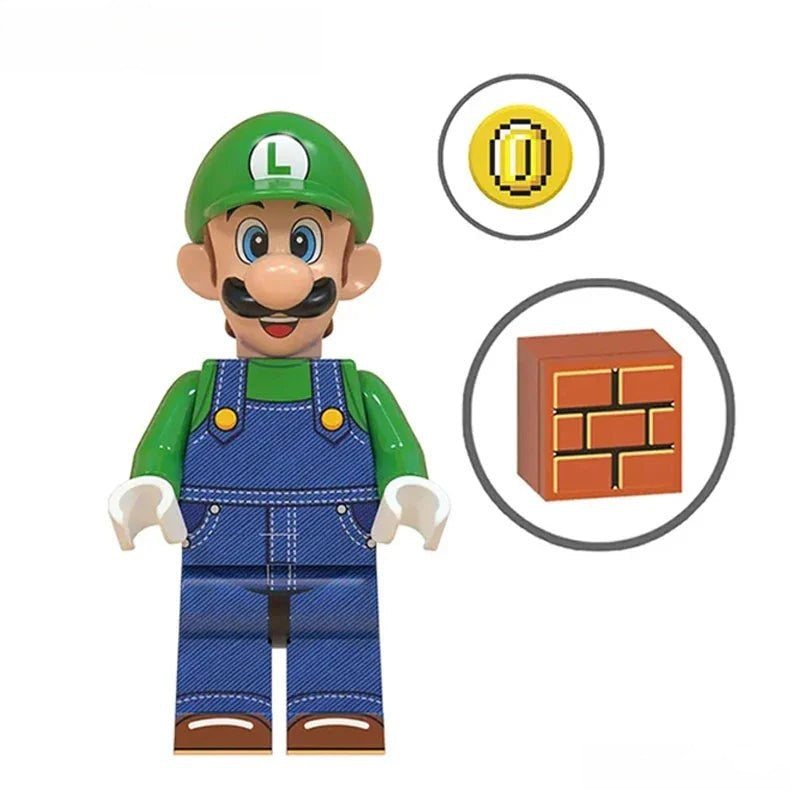 Luigi from Super Mario Brothers Movie Lego Minifigures Custom Toys - DelsBricks MinifiguresMinifiguresDelsBricks MinifiguresDelsbricks