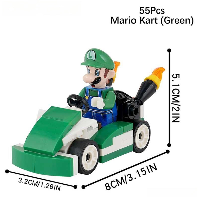 Luigi Kart Brothers Super Mario Lego Minifigures Custom Toys - DelsBricks MinifiguresMinifiguresDelsBricks MinifiguresDelsbricks