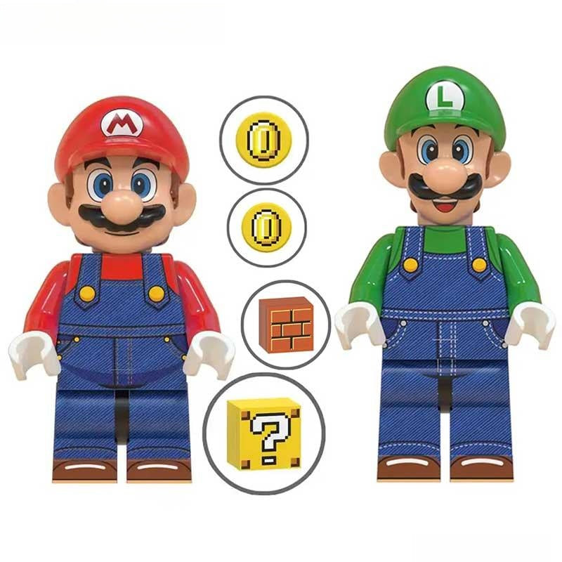 Mario Brothers Movie & Luigi set of 2 Super Mario Lego Minifigures - DelsBricks MinifiguresMinifiguresDelsBricks MinifiguresDelsbricks