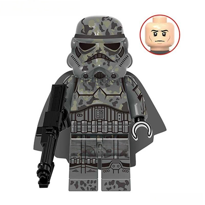 Mimban Stormtrooper LEGO compatible Star Wars minifigure custom toy with battle-worn armor for display and army building-minifigure toys