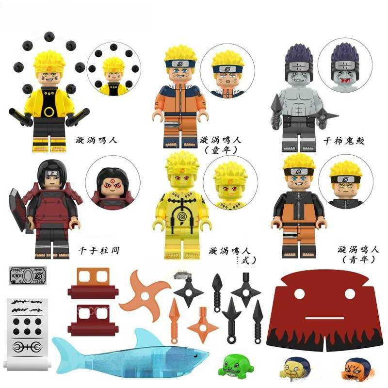 Set of 6 Naruto Anime Lego Minifigures - Custom Uchiha Clan Collectible Figures Delsbricks