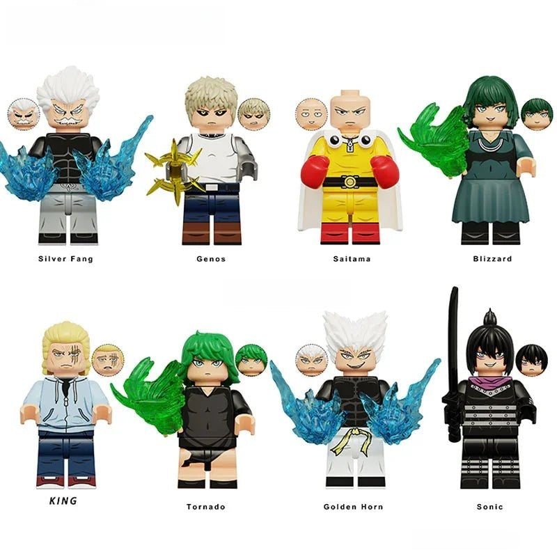 One Punch Man Anime Set of 8 Lego Minifigures Custom Toys - DelsBricks MinifiguresMinifiguresDelsBricks MinifiguresDelsbricks