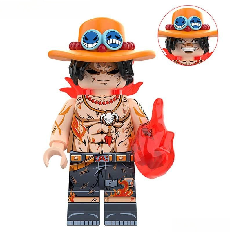 Portgas D Ace from ONE PIECE Anime Lego Minifigures custom toys New (black eyes) - DelsBricks MinifiguresMinifiguresDelsBricks MinifiguresDelsbricks