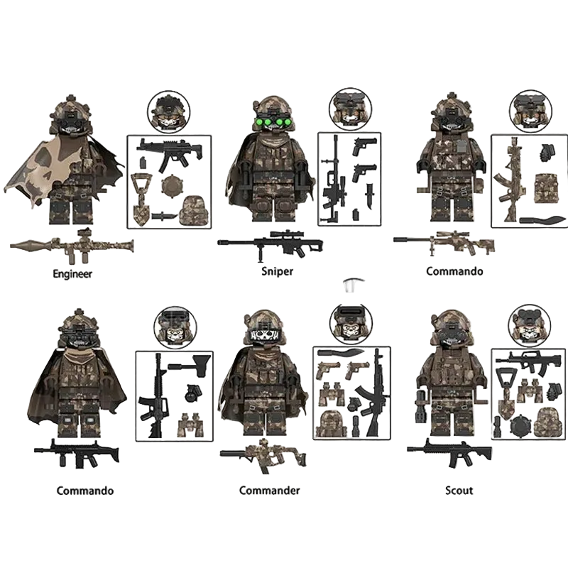 Special Forces Soldiers ghost Recon Set of 6 Lego Minifigures Custom Toys - DelsBricks MinifiguresMinifiguresDelsBricks MinifiguresDelsbricks