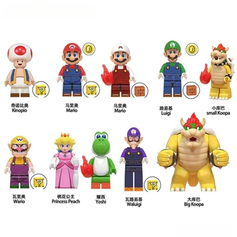 Super Mario Brothers Movie Set of 10 Lego Minifigures Custom Toys - DelsBricks MinifiguresMinifiguresDelsBricks MinifiguresDelsbricks