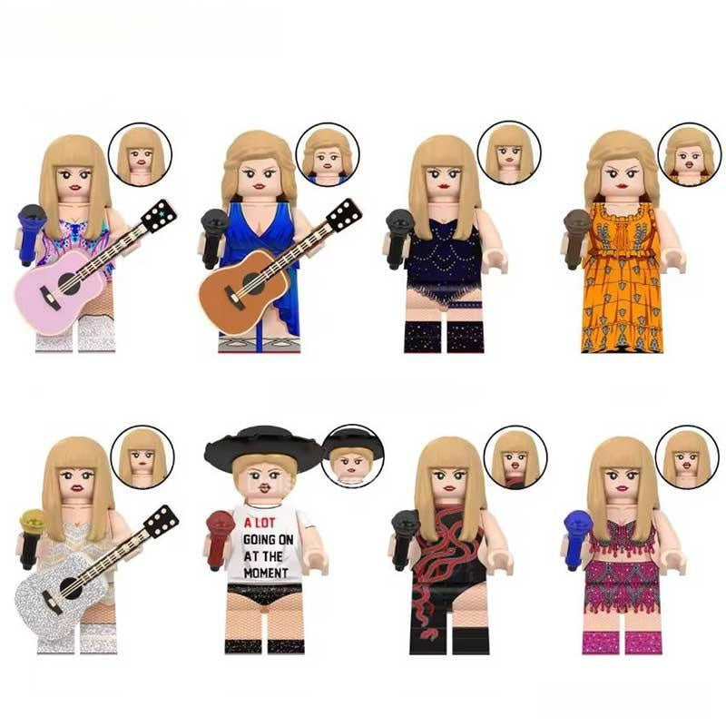 Taylor Swift Set of 8 Lego Minifigures Custom Music Toys Eras Tour Set 2 - DelsBricks MinifiguresMinifiguresDelsBricks MinifiguresDelsbricks