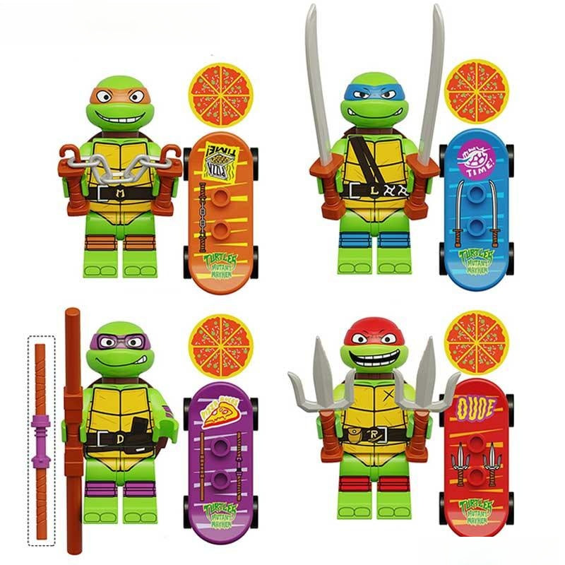 Teenage Mutant Ninja Turtles Mutant Mayhem LEGO-compatible minifigures set of 4 minifigure toys