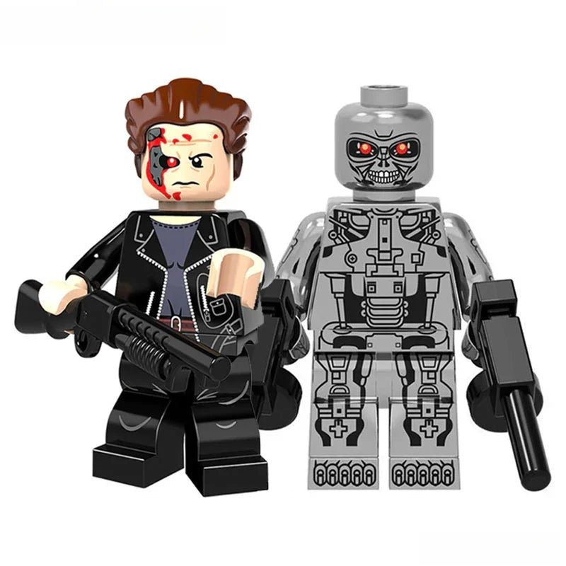 Terminator T - 800 Set of 2 Lego custom Minifigures Custom toys - DelsBricks MinifiguresMinifiguresDelsBricks MinifiguresDelsbricks