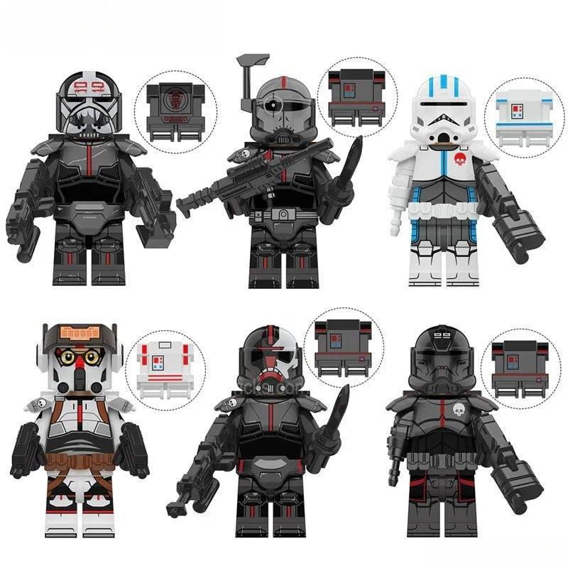The bad Batch Set of 6 Lego Star Wars Minifigures custom toys - DelsBricks MinifiguresLego Star Wars MinifiguresDelsBricks MinifiguresDelsbricks.com