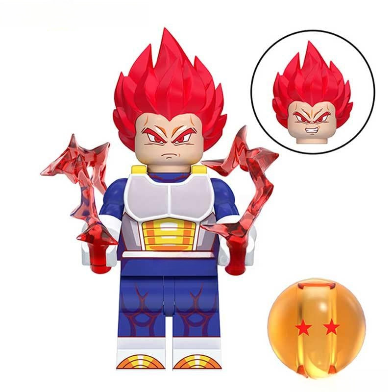 Vegeta Red Hair NEW Dragon Ball Z Lego Minifigures Custom Anime Toys - DelsBricks MinifiguresMinifiguresDelsBricks MinifiguresDelsbricks