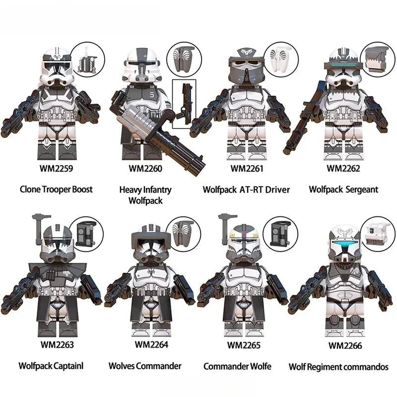 Wolfpack Clone troopers Set of 8 Star Wars Minifigures - DelsBricks MinifiguresLego Star Wars MinifiguresDelsBricks MinifiguresDelsbricks.com