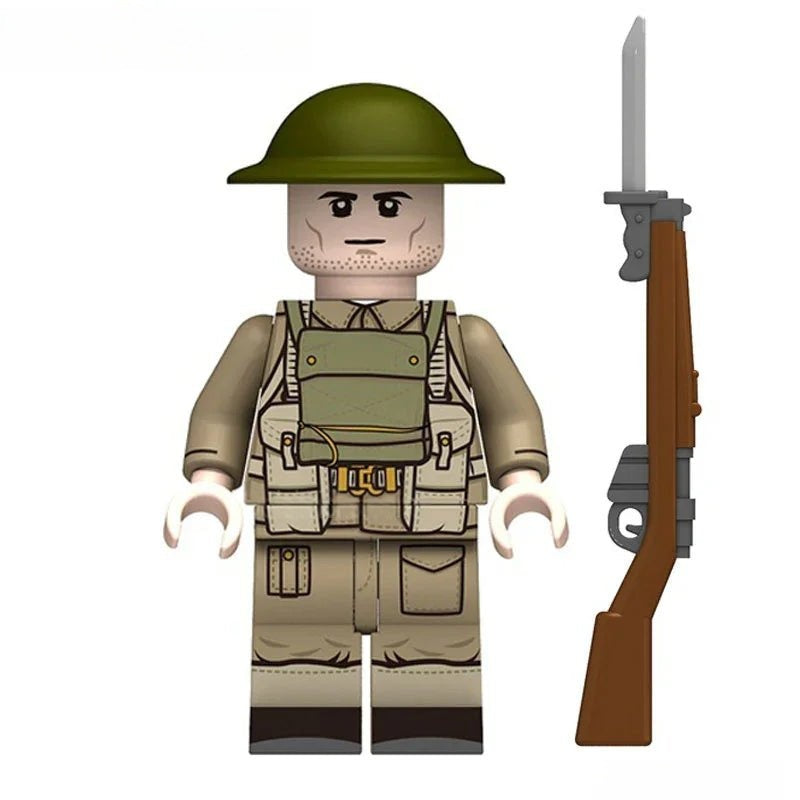 World War 2 British Infantry Soldier Custom Lego Minifigures Toys - DelsBricks MinifiguresLego MinifiguresDelsBricks MinifiguresDelsbricks.com