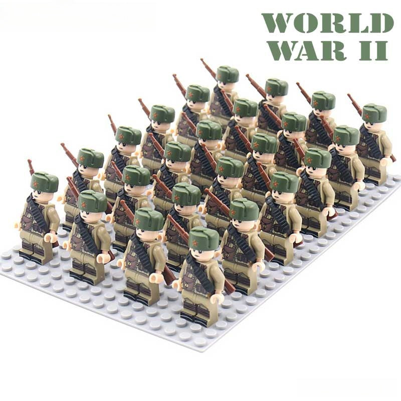 World War 2 Russian Soldiers set of 24 Lego Minifigures Custom Toys d264 - DelsBricks MinifiguresLego MinifiguresDelsBricks MinifiguresDelsbricks.com